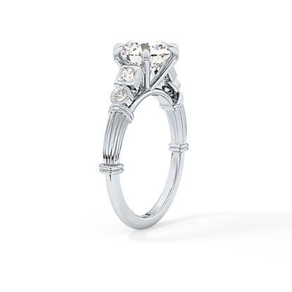 Round Cluster Lab Grown Diamond Engagement Ring