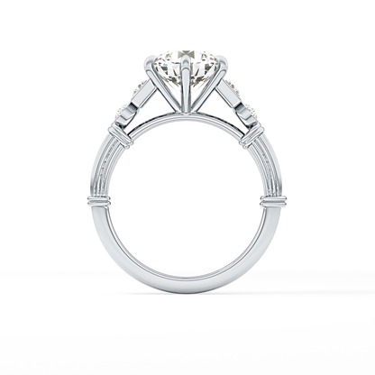 Round Cluster Lab Grown Diamond Engagement Ring