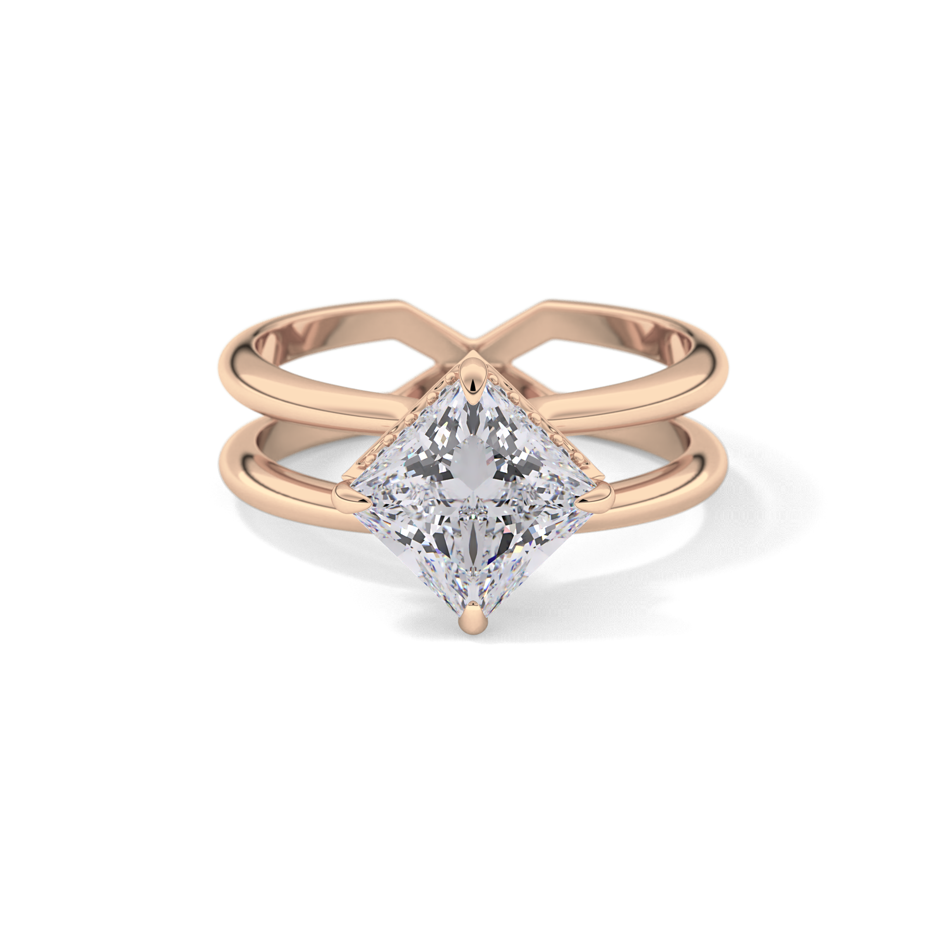Princess Hidden Halo Lab Grown Diamond Engagement Ring