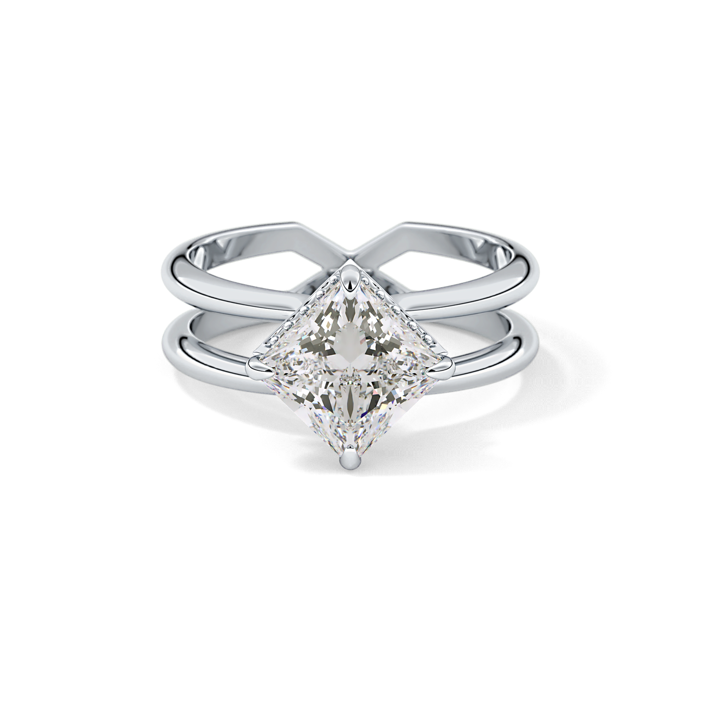 Princess Hidden Halo Lab Grown Diamond Engagement Ring