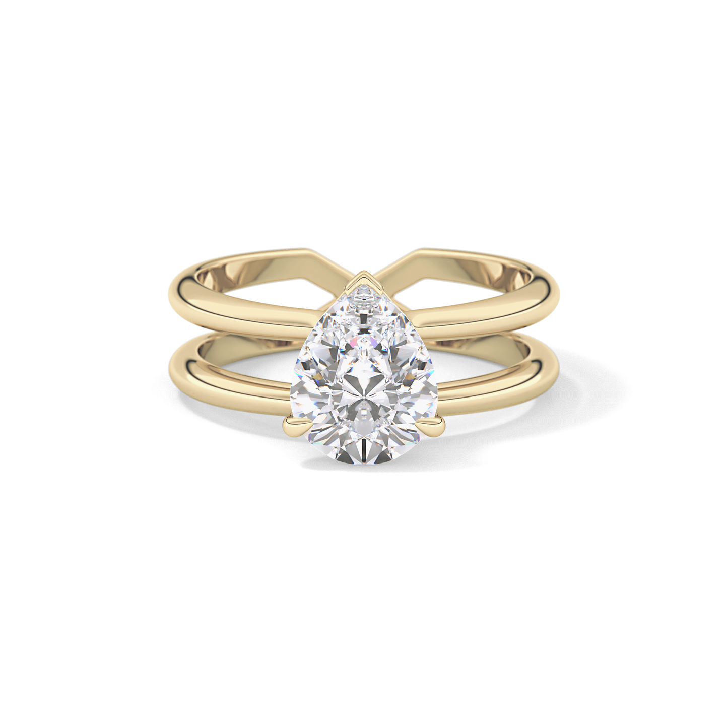Pear Double Shank & Hidden Halo Lab Grown Diamond Engagement Ring