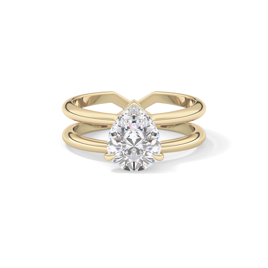 Pear Double Shank & Hidden Halo Lab Grown Diamond Engagement Ring