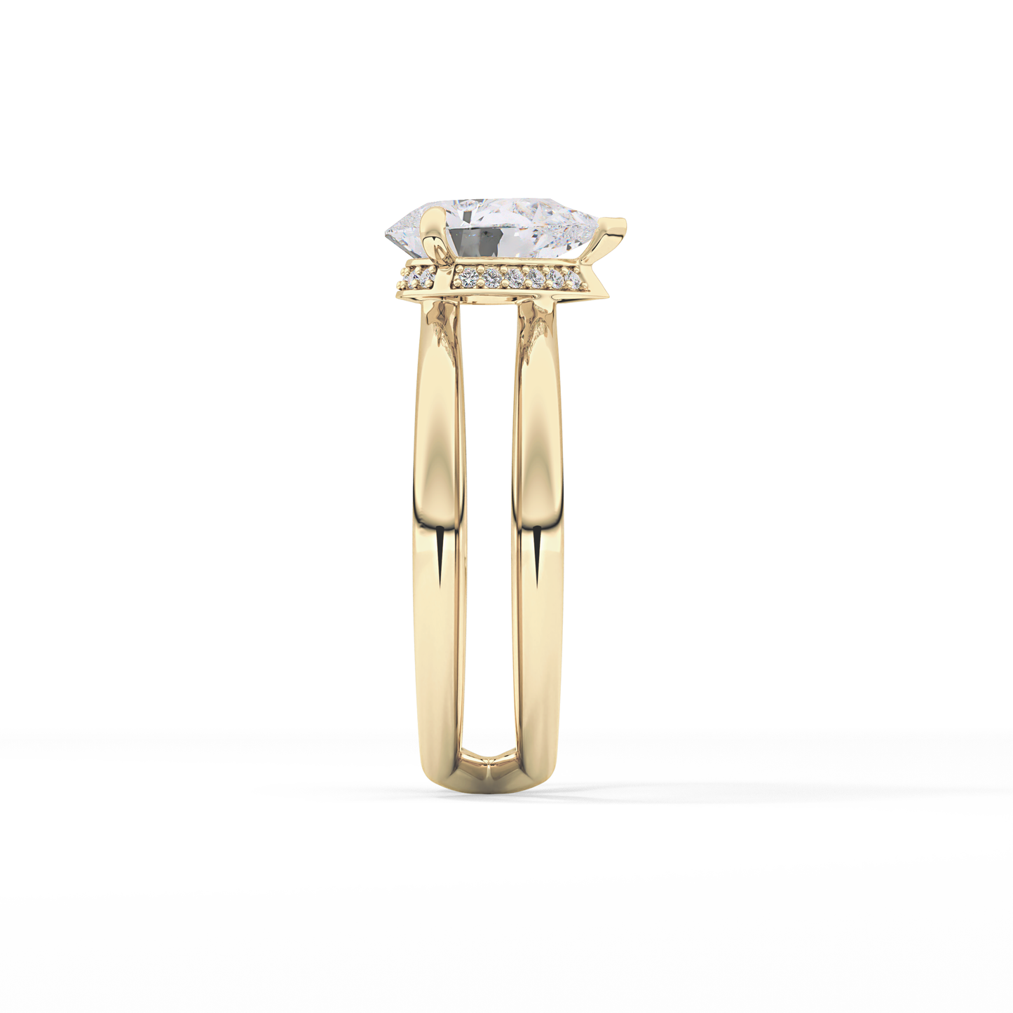 Pear Double Shank & Hidden Halo Lab Grown Diamond Engagement Ring