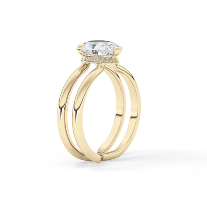 Pear Double Shank & Hidden Halo Lab Grown Diamond Engagement Ring
