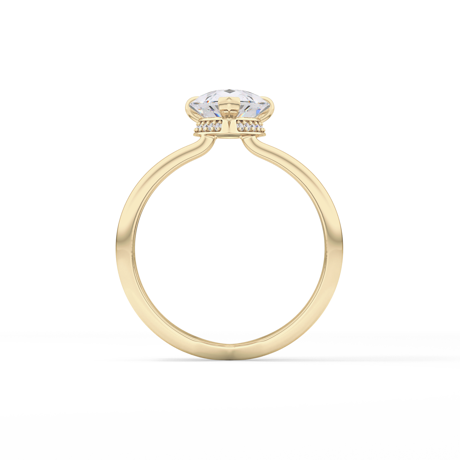 Pear Double Shank & Hidden Halo Lab Grown Diamond Engagement Ring
