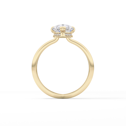 Pear Double Shank & Hidden Halo Lab Grown Diamond Engagement Ring