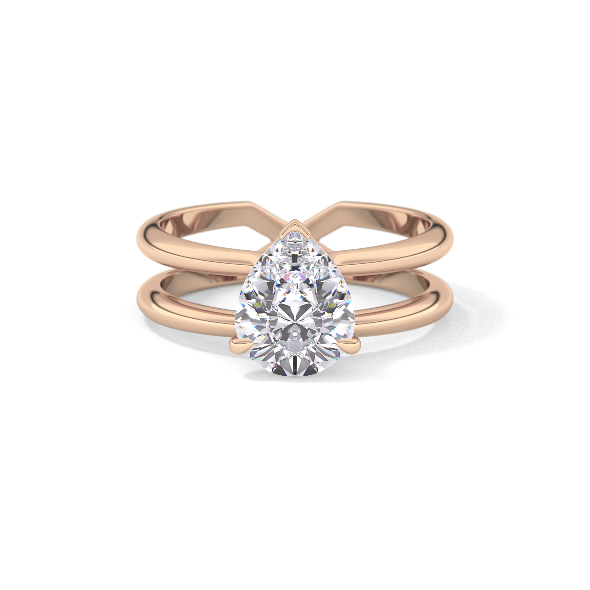 Pear Double Shank & Hidden Halo Lab Grown Diamond Engagement Ring