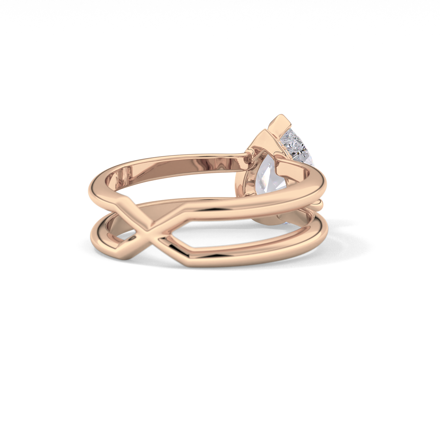 Pear Double Shank & Hidden Halo Lab Grown Diamond Engagement Ring