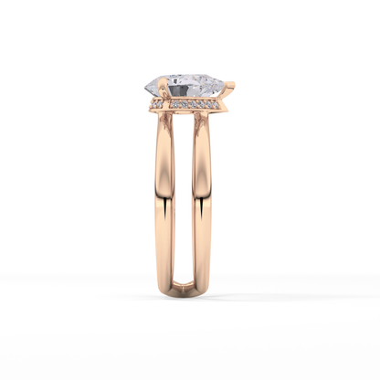 Pear Double Shank & Hidden Halo Lab Grown Diamond Engagement Ring