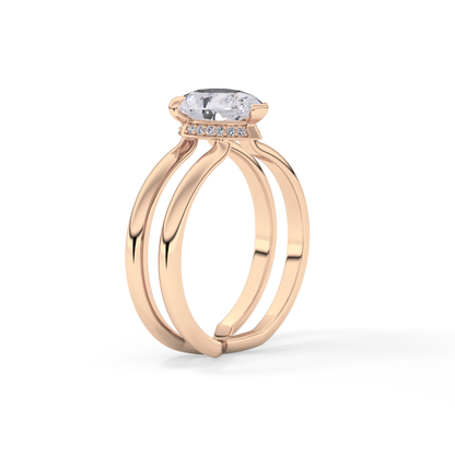 Pear Double Shank & Hidden Halo Lab Grown Diamond Engagement Ring