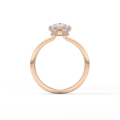 Pear Double Shank & Hidden Halo Lab Grown Diamond Engagement Ring