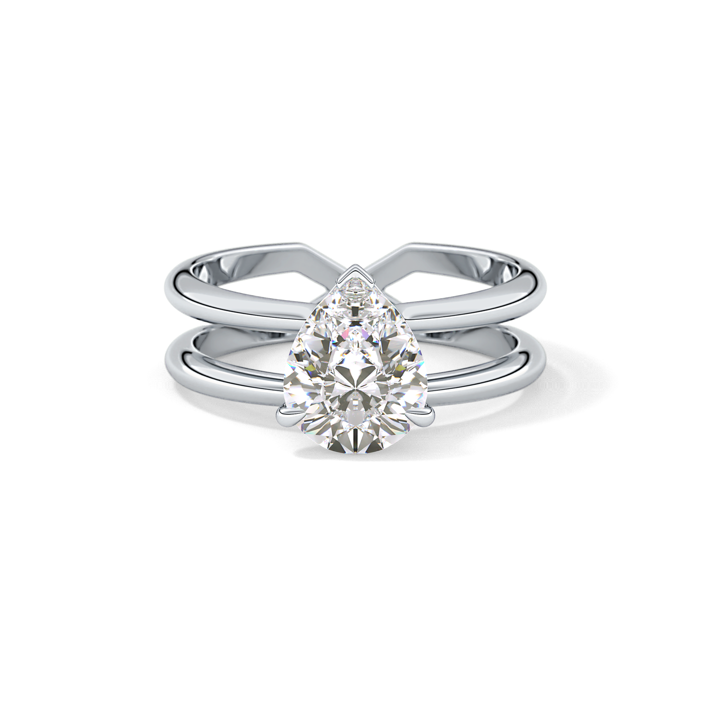 Pear Double Shank & Hidden Halo Lab Grown Diamond Engagement Ring