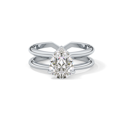 Pear Double Shank & Hidden Halo Lab Grown Diamond Engagement Ring