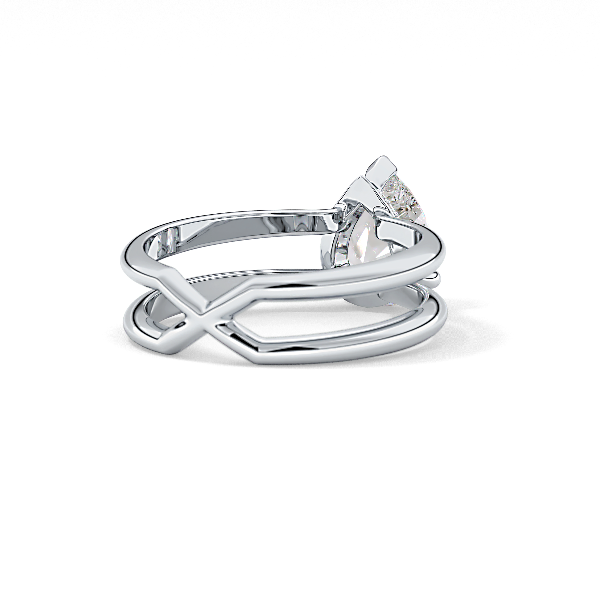 Pear Double Shank & Hidden Halo Lab Grown Diamond Engagement Ring