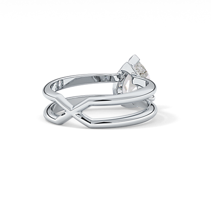 Pear Double Shank & Hidden Halo Lab Grown Diamond Engagement Ring