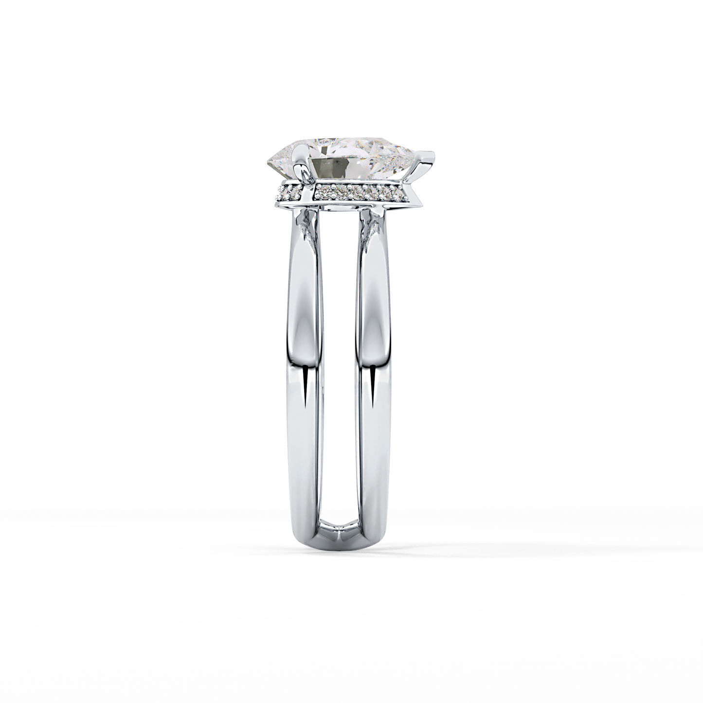 Pear Double Shank & Hidden Halo Lab Grown Diamond Engagement Ring