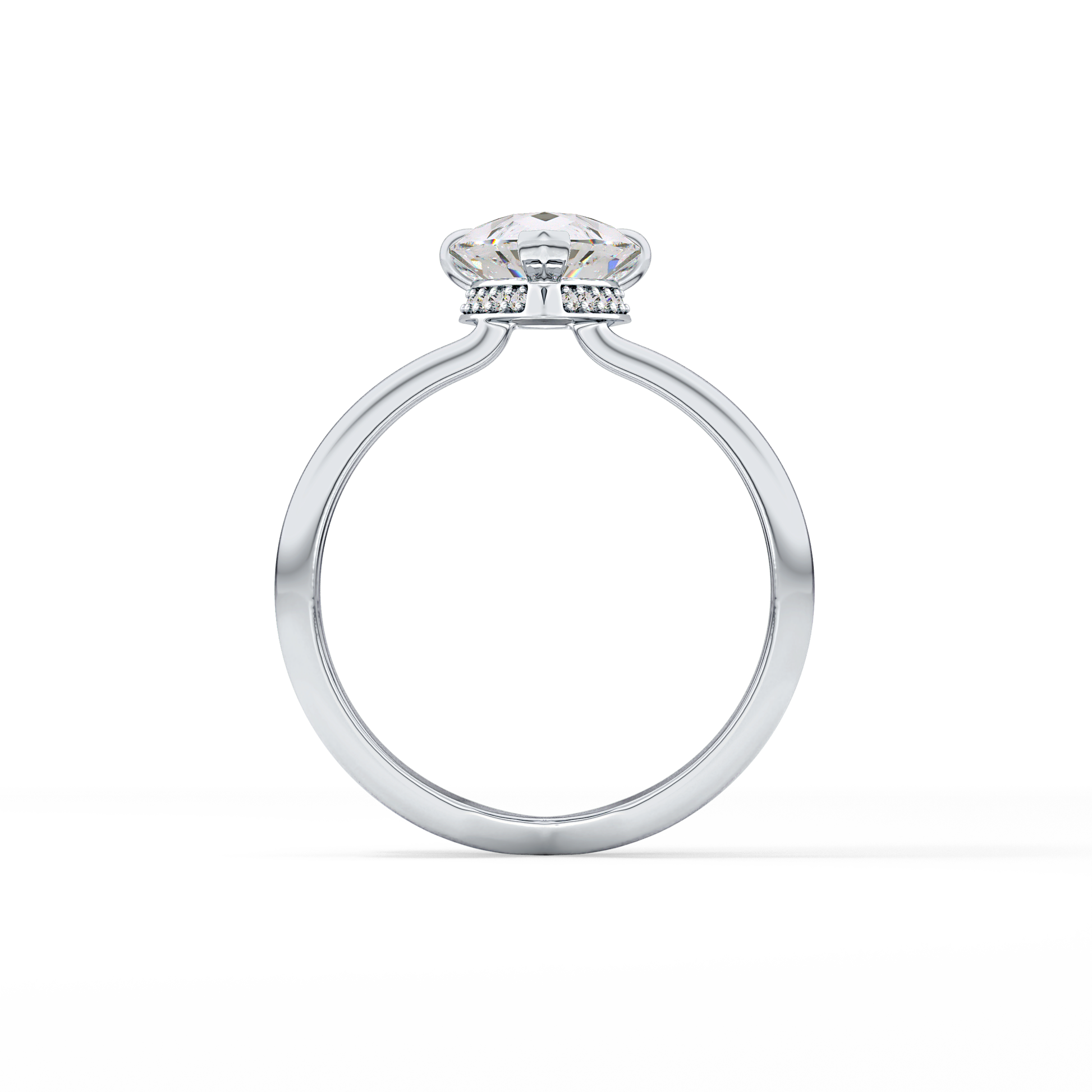 Pear Double Shank & Hidden Halo Lab Grown Diamond Engagement Ring