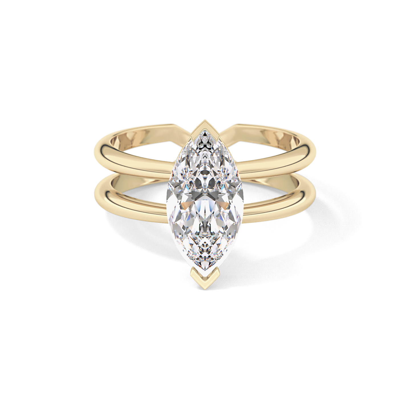 Marquise Double Shank & Hidden Halo Lab Grown Diamond Engagement Ring