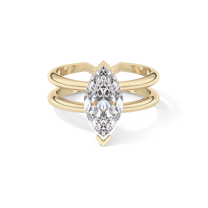 Marquise Double Shank & Hidden Halo Lab Grown Diamond Engagement Ring