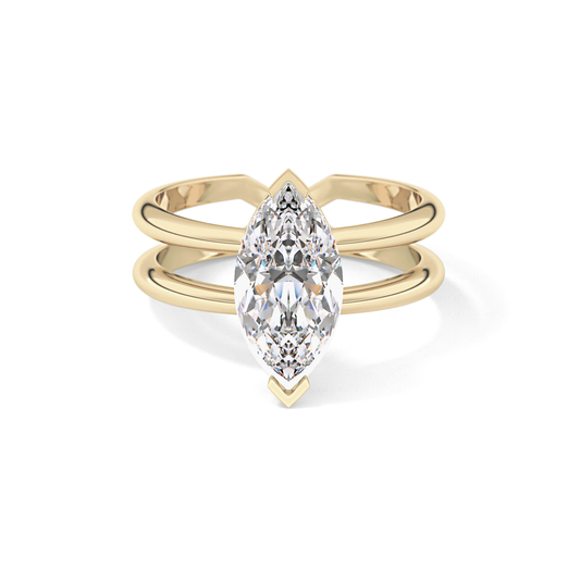 Marquise Double Shank & Hidden Halo Lab Grown Diamond Engagement Ring