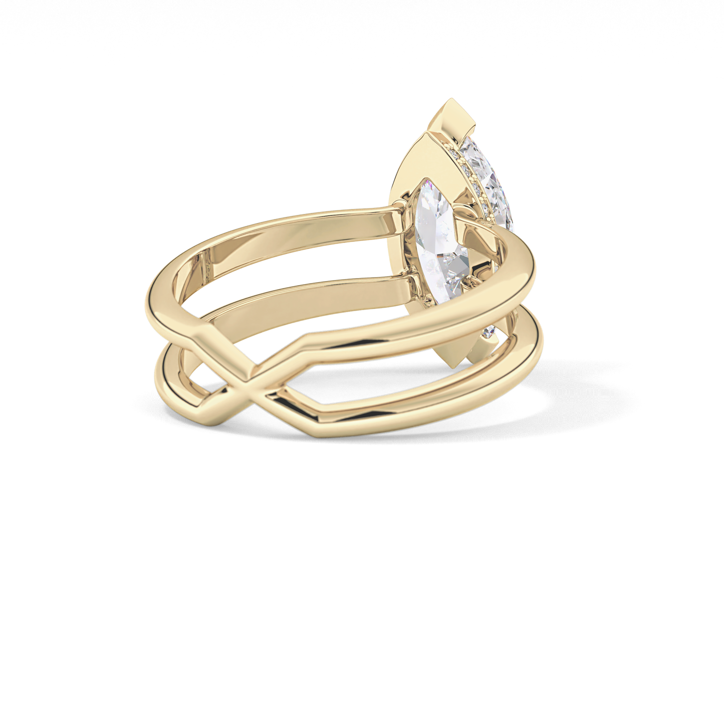 Marquise Double Shank & Hidden Halo Lab Grown Diamond Engagement Ring