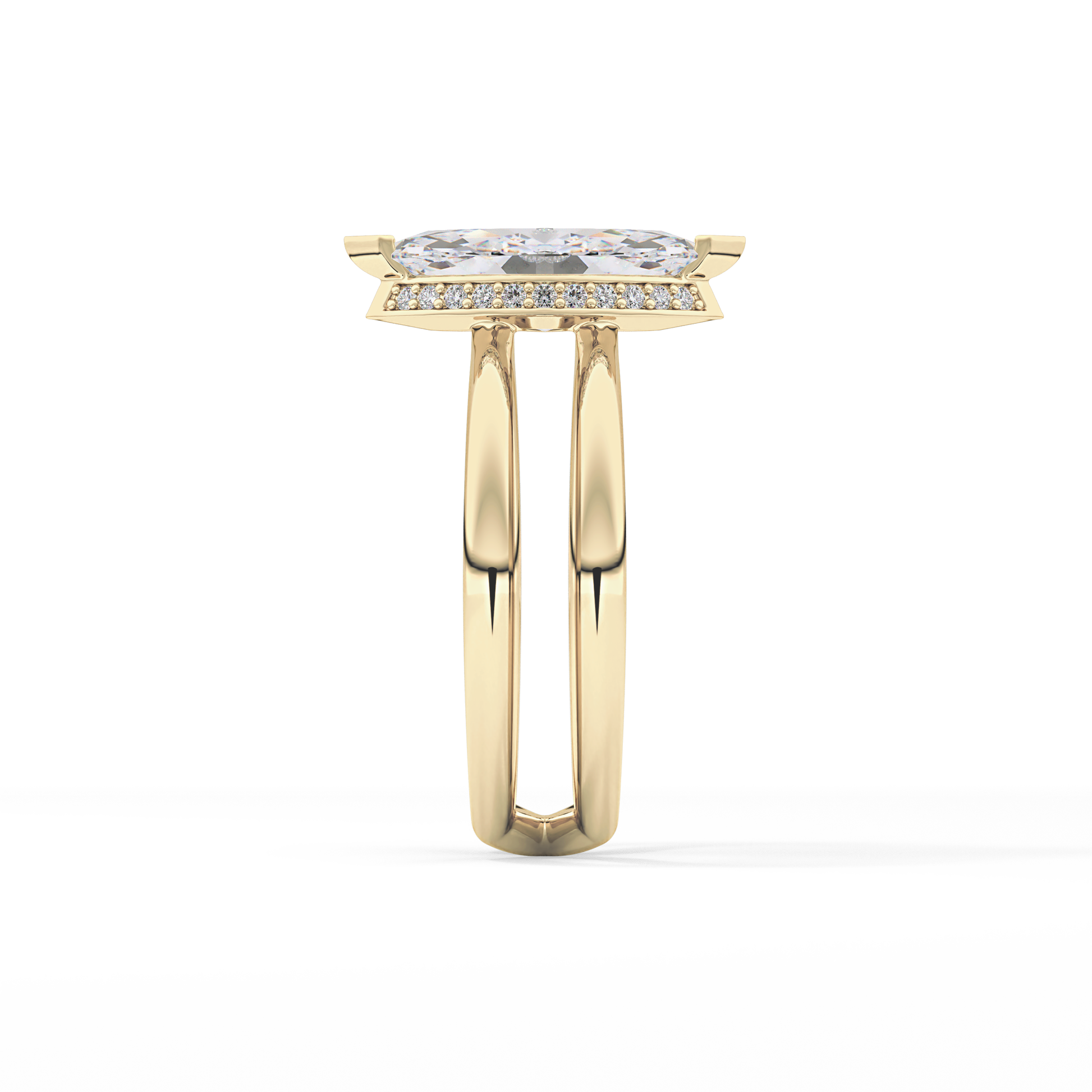 Marquise Double Shank & Hidden Halo Lab Grown Diamond Engagement Ring