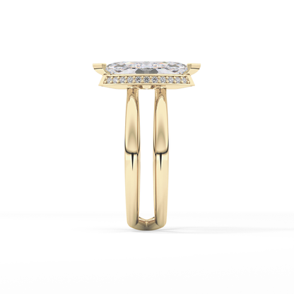 Marquise Double Shank & Hidden Halo Lab Grown Diamond Engagement Ring