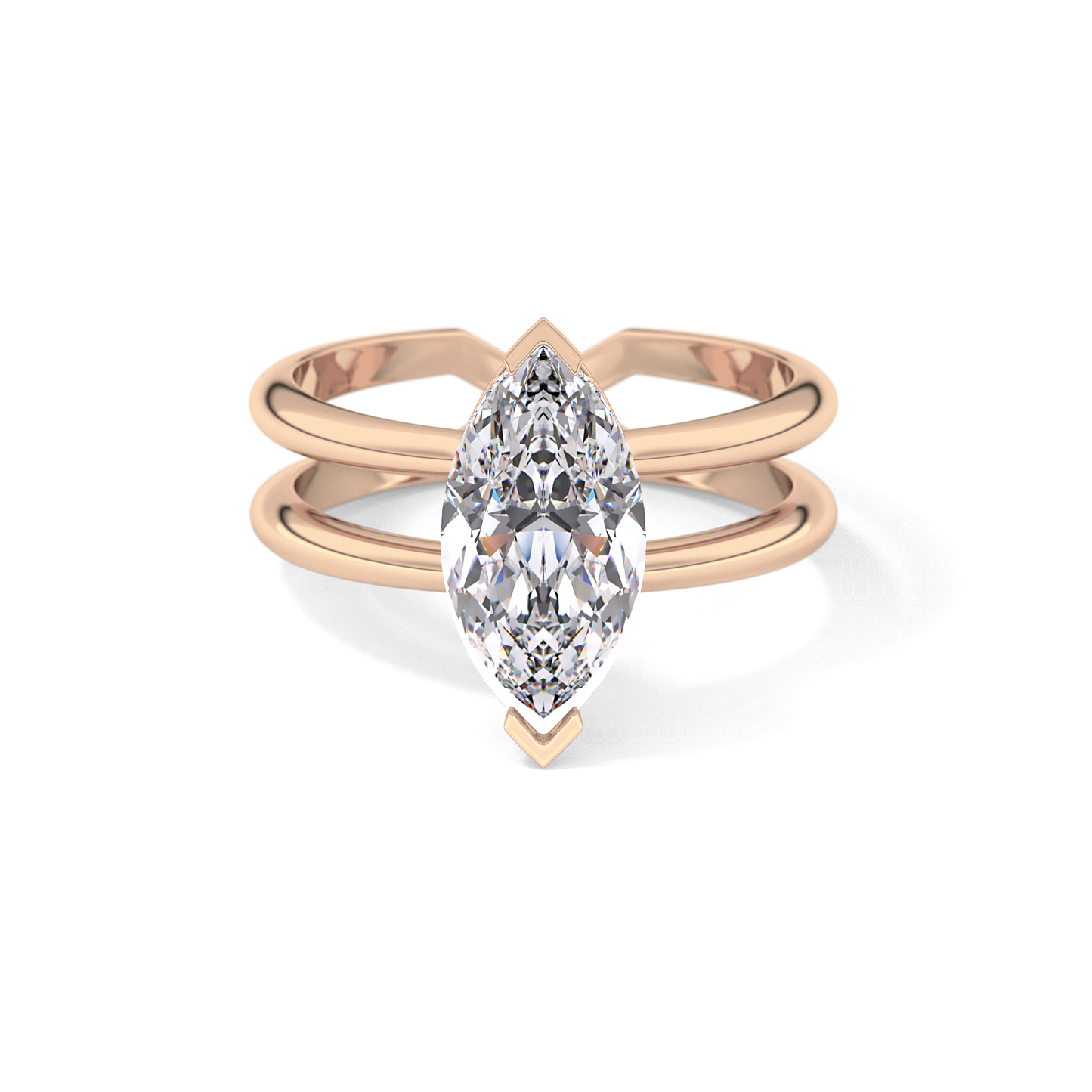 Marquise Double Shank & Hidden Halo Lab Grown Diamond Engagement Ring