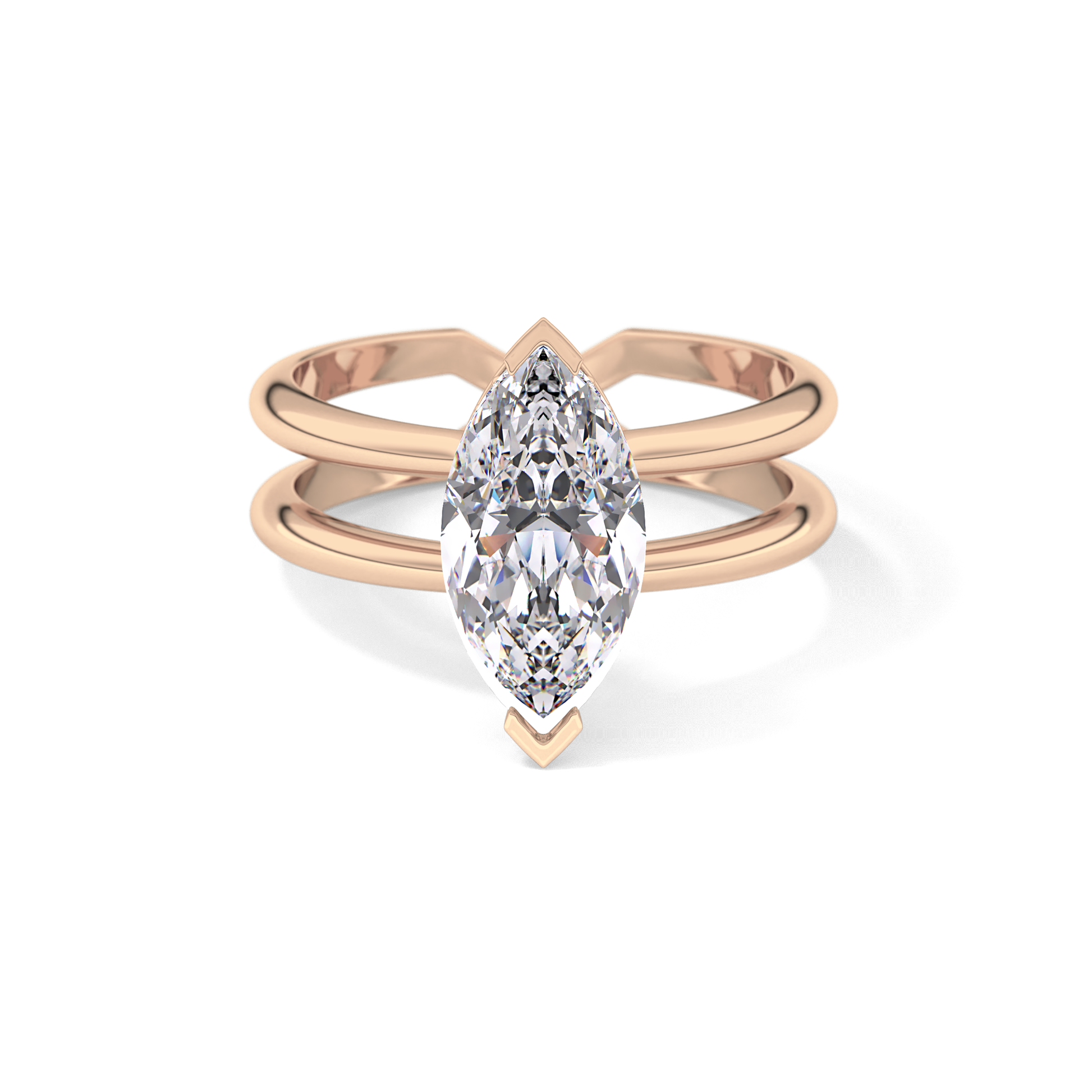 Marquise Double Shank & Hidden Halo Lab Grown Diamond Engagement Ring