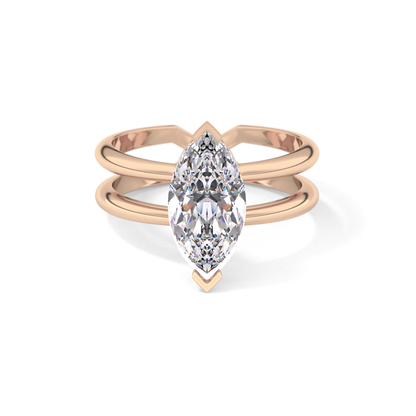 Marquise Double Shank & Hidden Halo Lab Grown Diamond Engagement Ring