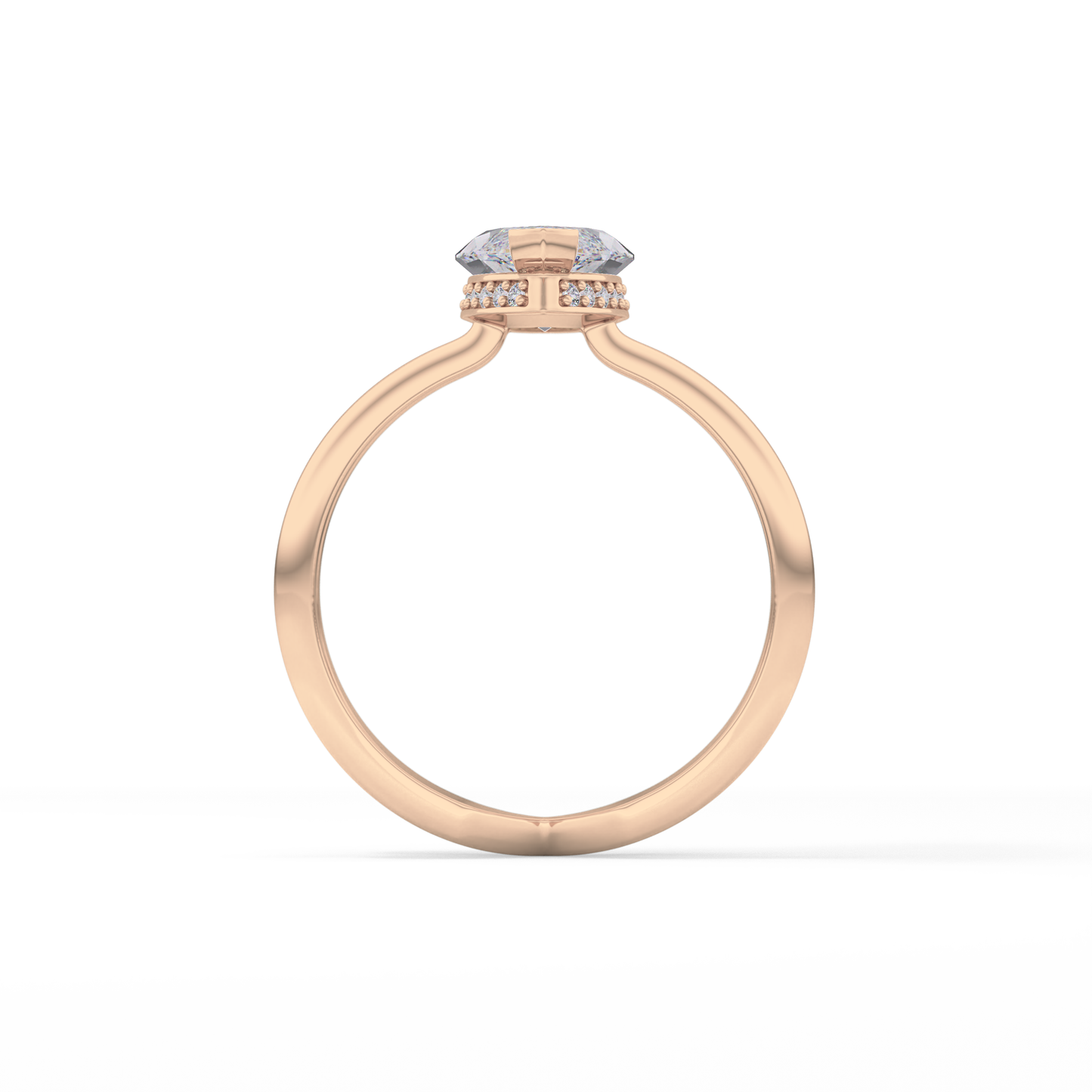 Marquise Double Shank & Hidden Halo Lab Grown Diamond Engagement Ring