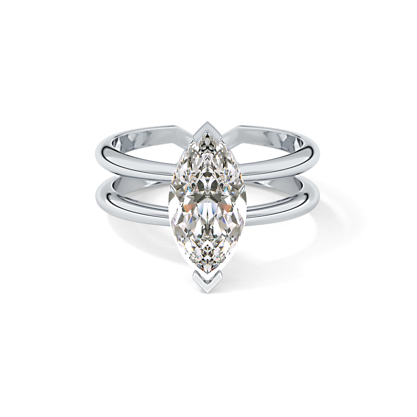 Marquise Double Shank & Hidden Halo Lab Grown Diamond Engagement Ring