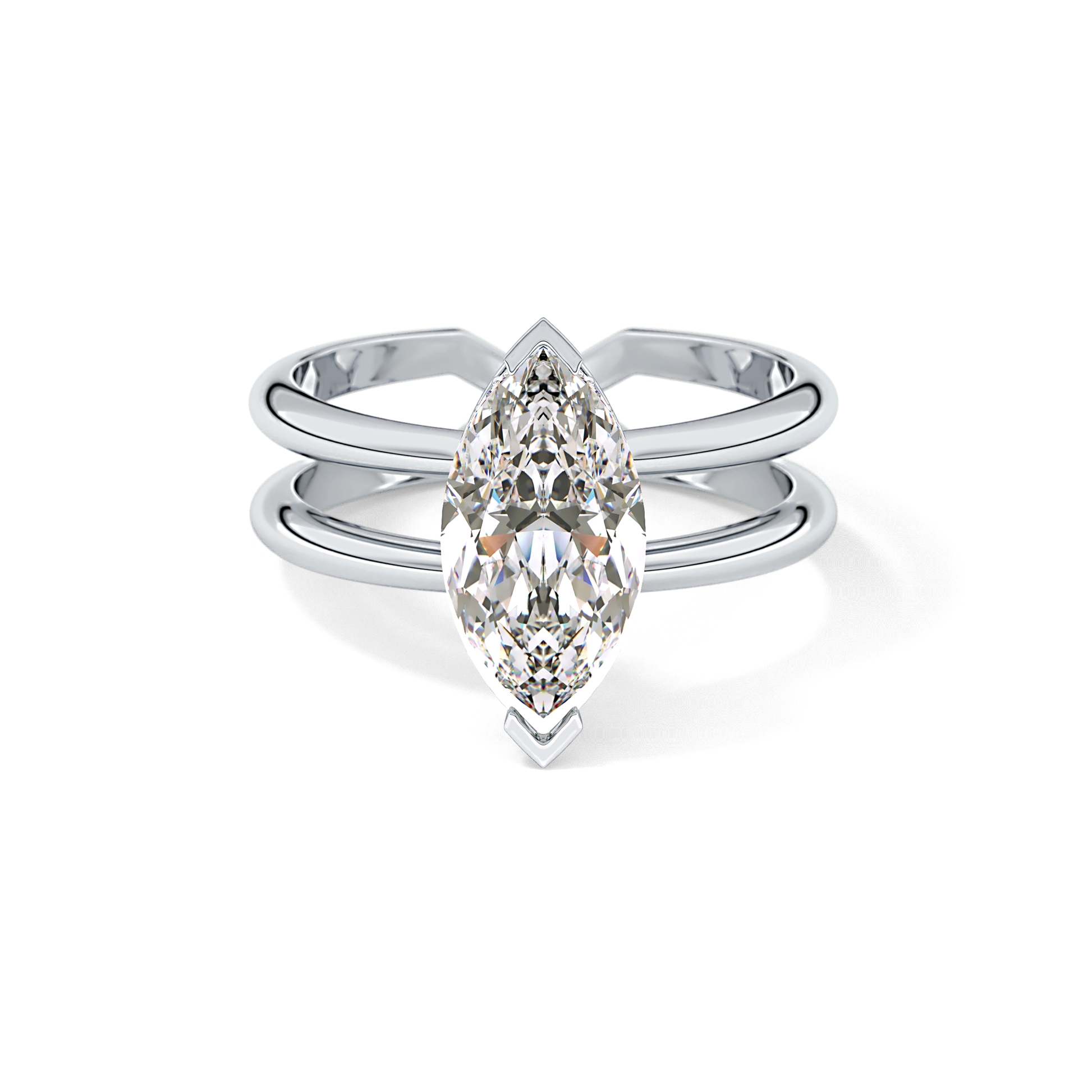 Marquise Double Shank & Hidden Halo Lab Grown Diamond Engagement Ring