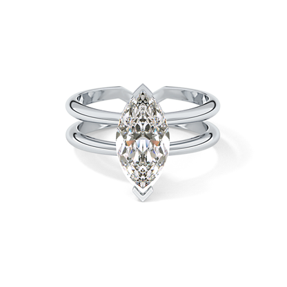 Marquise Double Shank & Hidden Halo Lab Grown Diamond Engagement Ring