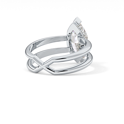 Marquise Double Shank & Hidden Halo Lab Grown Diamond Engagement Ring