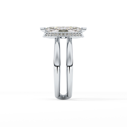 Marquise Double Shank & Hidden Halo Lab Grown Diamond Engagement Ring