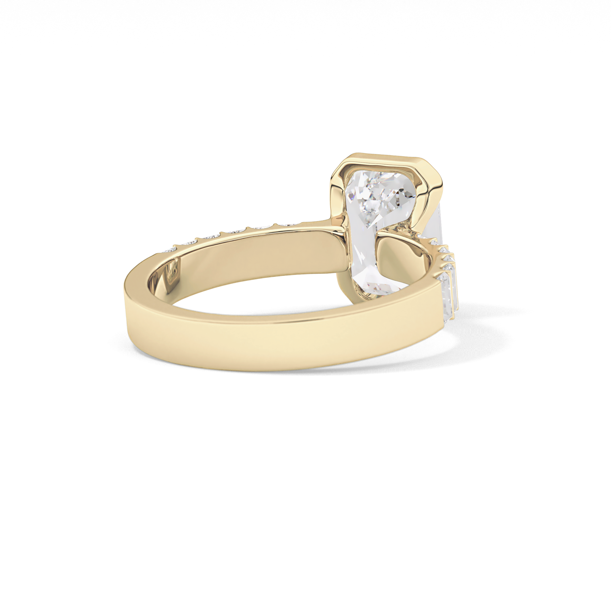 Emerald Half Bezel & Pave Lab Grown Diamond Engagement Ring
