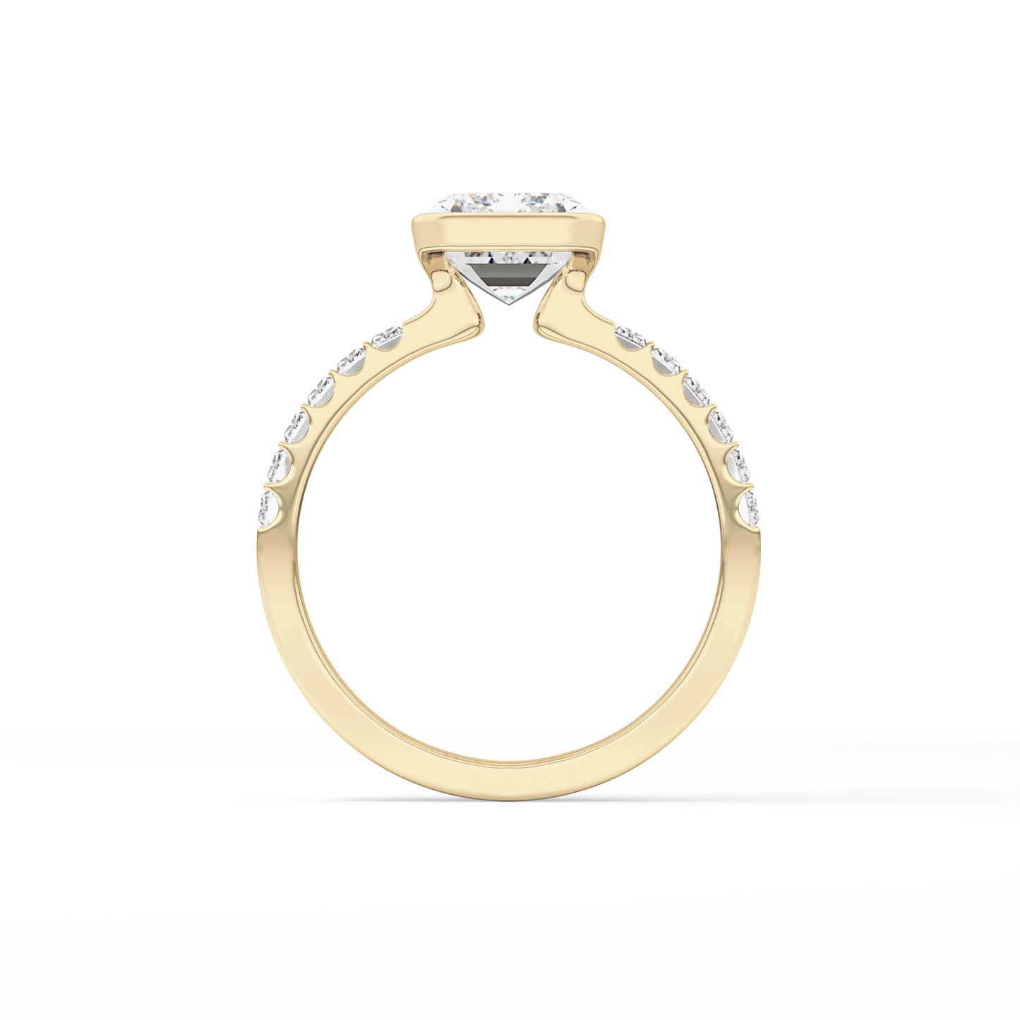 Emerald Half Bezel & Pave Lab Grown Diamond Engagement Ring