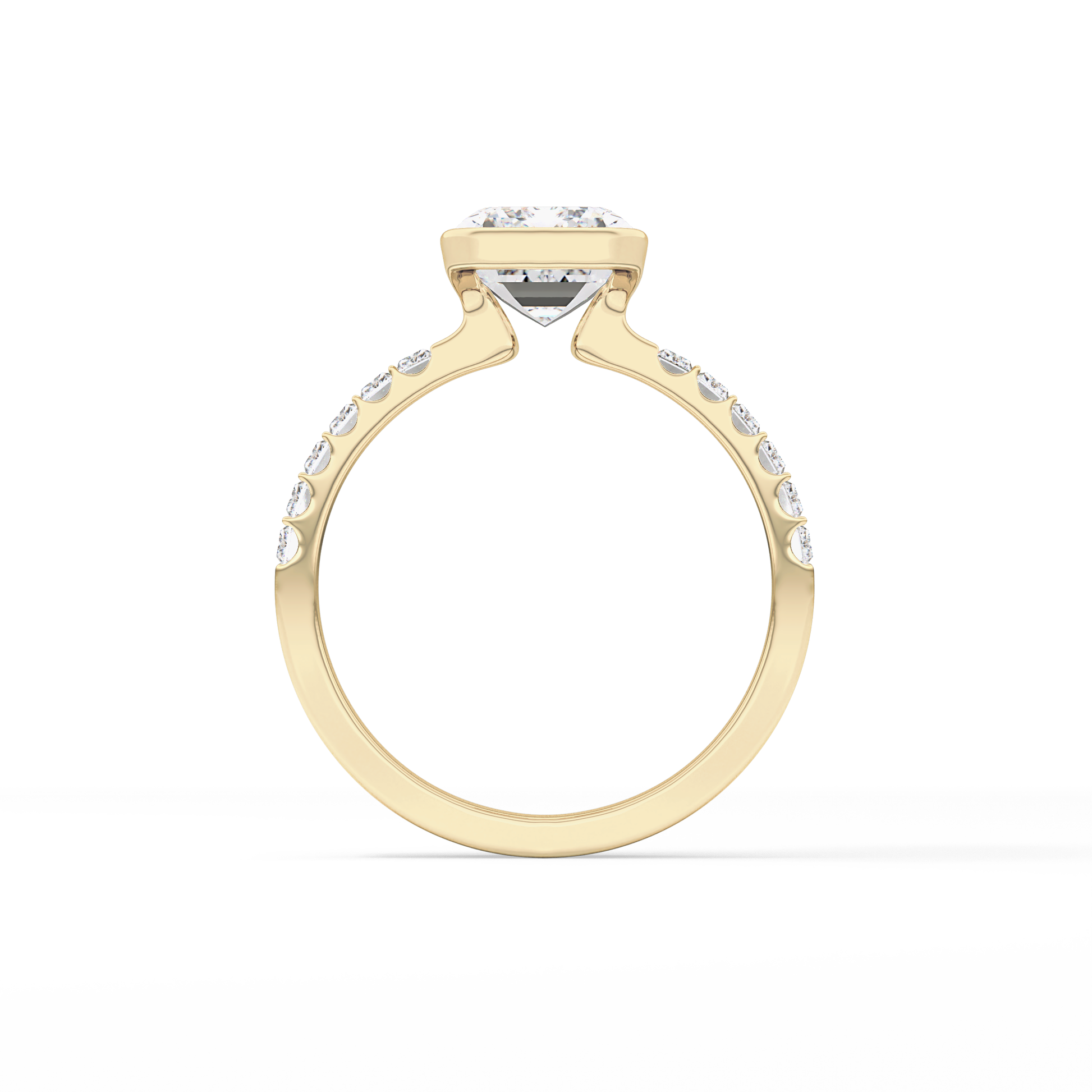 Emerald Half Bezel & Pave Lab Grown Diamond Engagement Ring