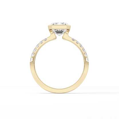 Emerald Half Bezel & Pave Lab Grown Diamond Engagement Ring