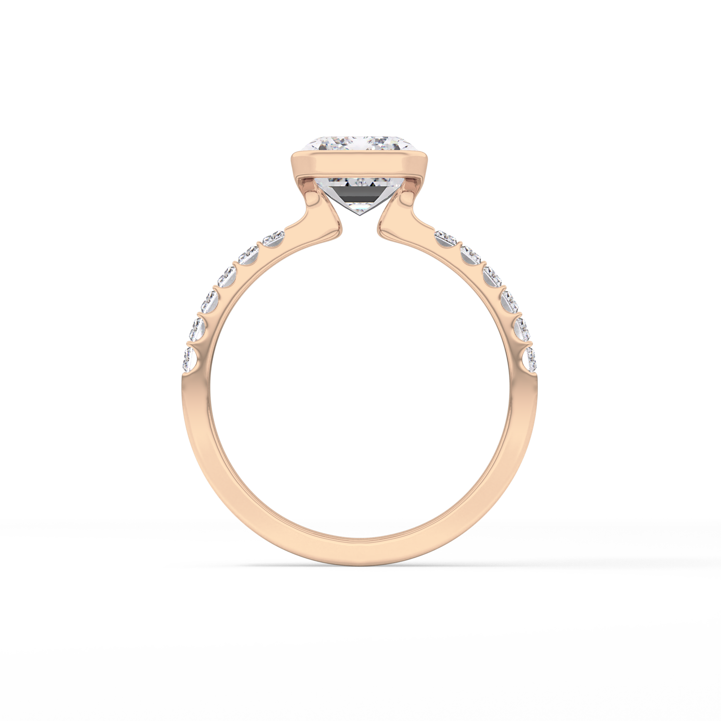 Emerald Half Bezel & Pave Lab Grown Diamond Engagement Ring