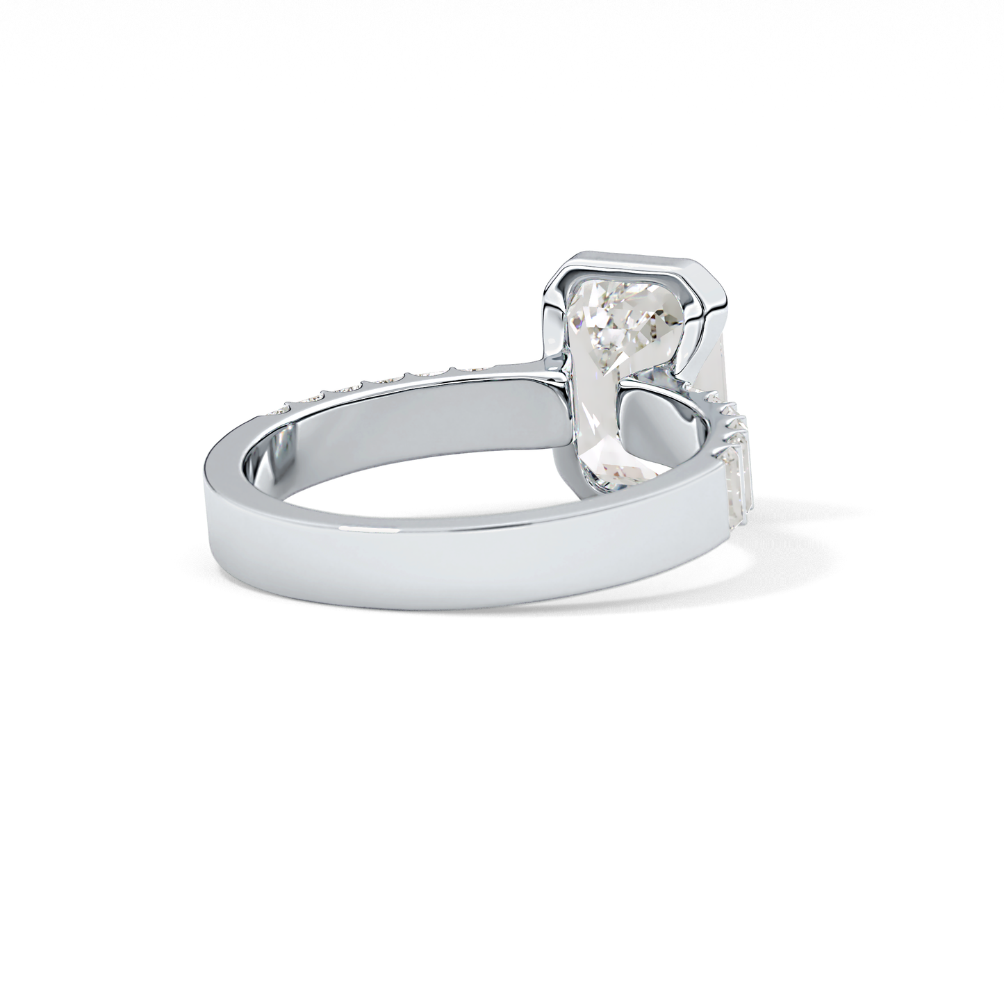 Emerald Half Bezel & Pave Lab Grown Diamond Engagement Ring