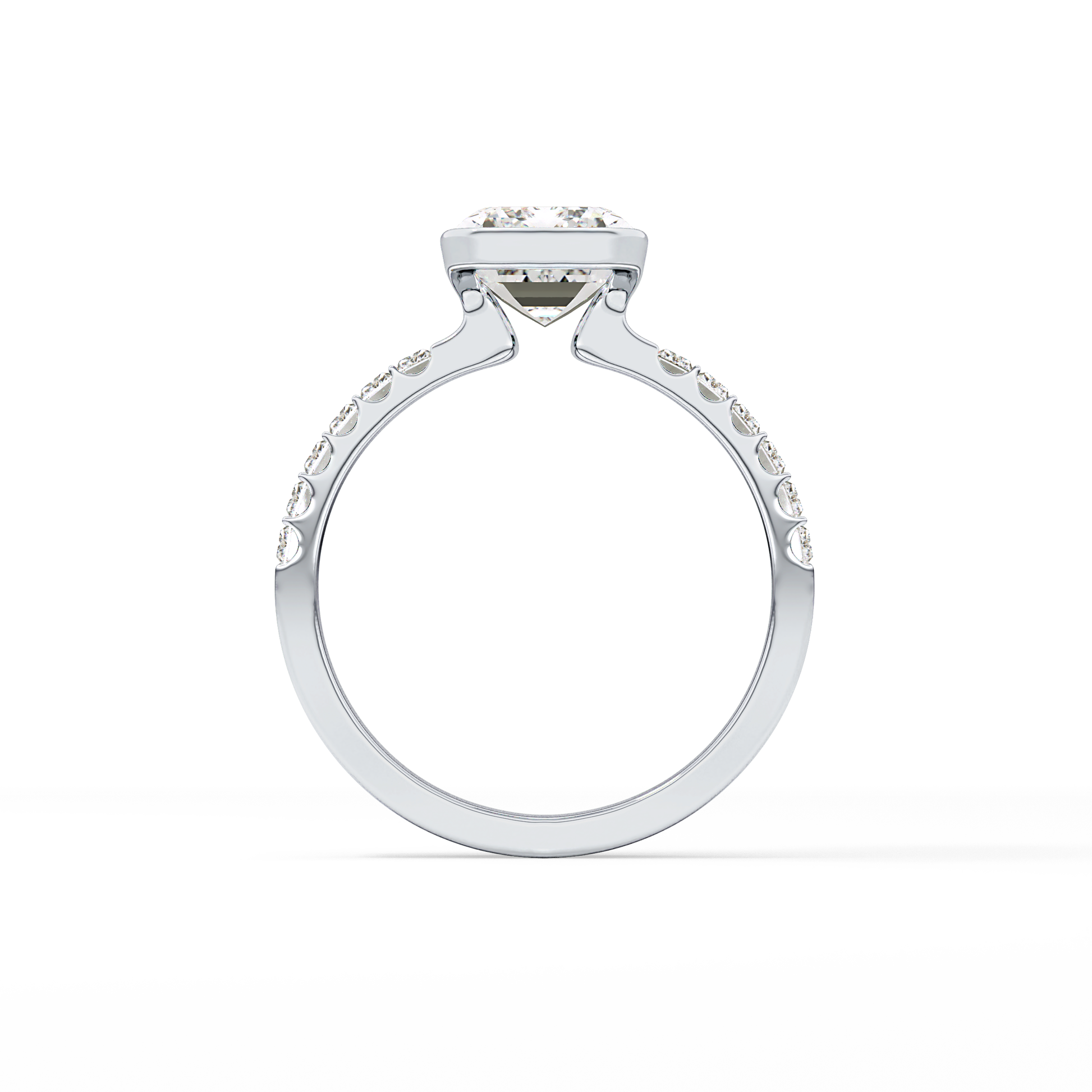 Emerald Half Bezel & Pave Lab Grown Diamond Engagement Ring