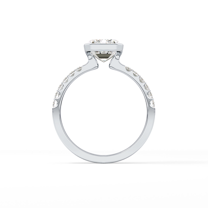 Emerald Half Bezel & Pave Lab Grown Diamond Engagement Ring