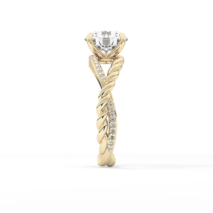 Round Pave Twisted Shank Lab Grown Diamond Engagement Ring