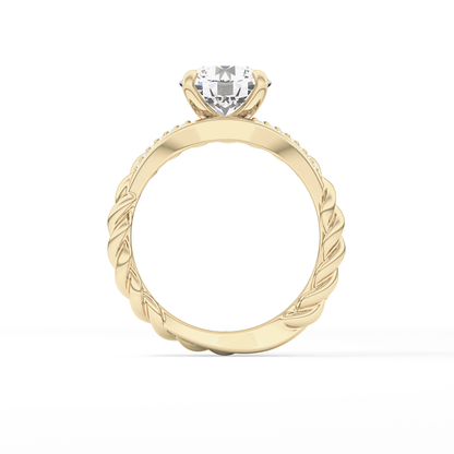 Round Pave Twisted Shank Lab Grown Diamond Engagement Ring