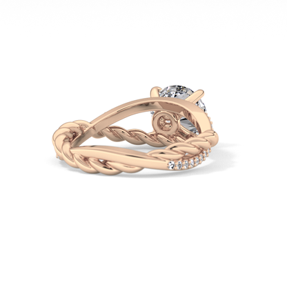 Round Pave Twisted Shank Lab Grown Diamond Engagement Ring