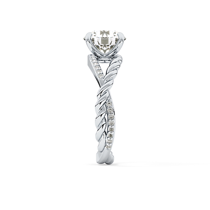 Round Pave Twisted Shank Lab Grown Diamond Engagement Ring