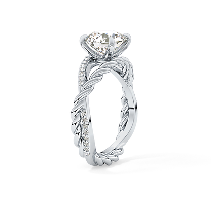Round Pave Twisted Shank Lab Grown Diamond Engagement Ring