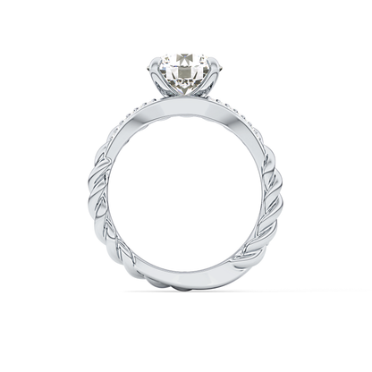 Round Pave Twisted Shank Lab Grown Diamond Engagement Ring